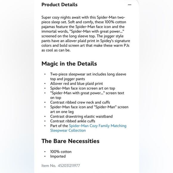 NWT Disney Marvel Men’s Spider-Man Cozy Pajamas L - Picture 5 of 5
